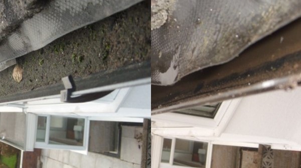 Before and After gutter clearing